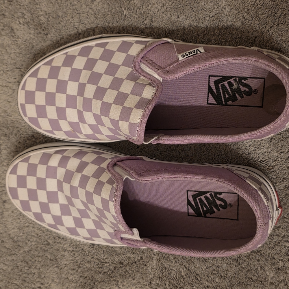 Vans Purple Checkered Slip-On Shoes